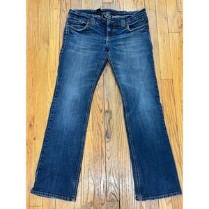 Harley Davidson Womens Bootcut Jeans Blue Wash Embroidered Pockets Size 8